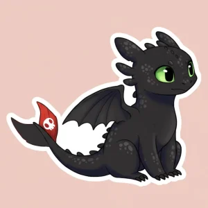 Black Dragon Sticker – Vinyl Decal – Cute Night Dragon Chibi – Waterproof & Durable Fantasy Sticker