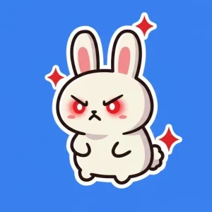 Angry Bunny Sticker – Cute Mad Rabbit Meme Decal – Kawaii Rage Bunny Vinyl for Laptop, Journal, Water Bottle