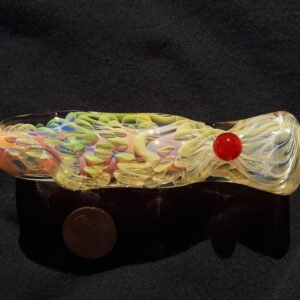 Inside out, color changing, borosilicate glass chillum with a flattened mouth