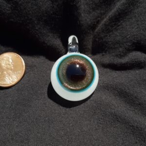 Glow in the dark, borosilicate glass eyeball pendant