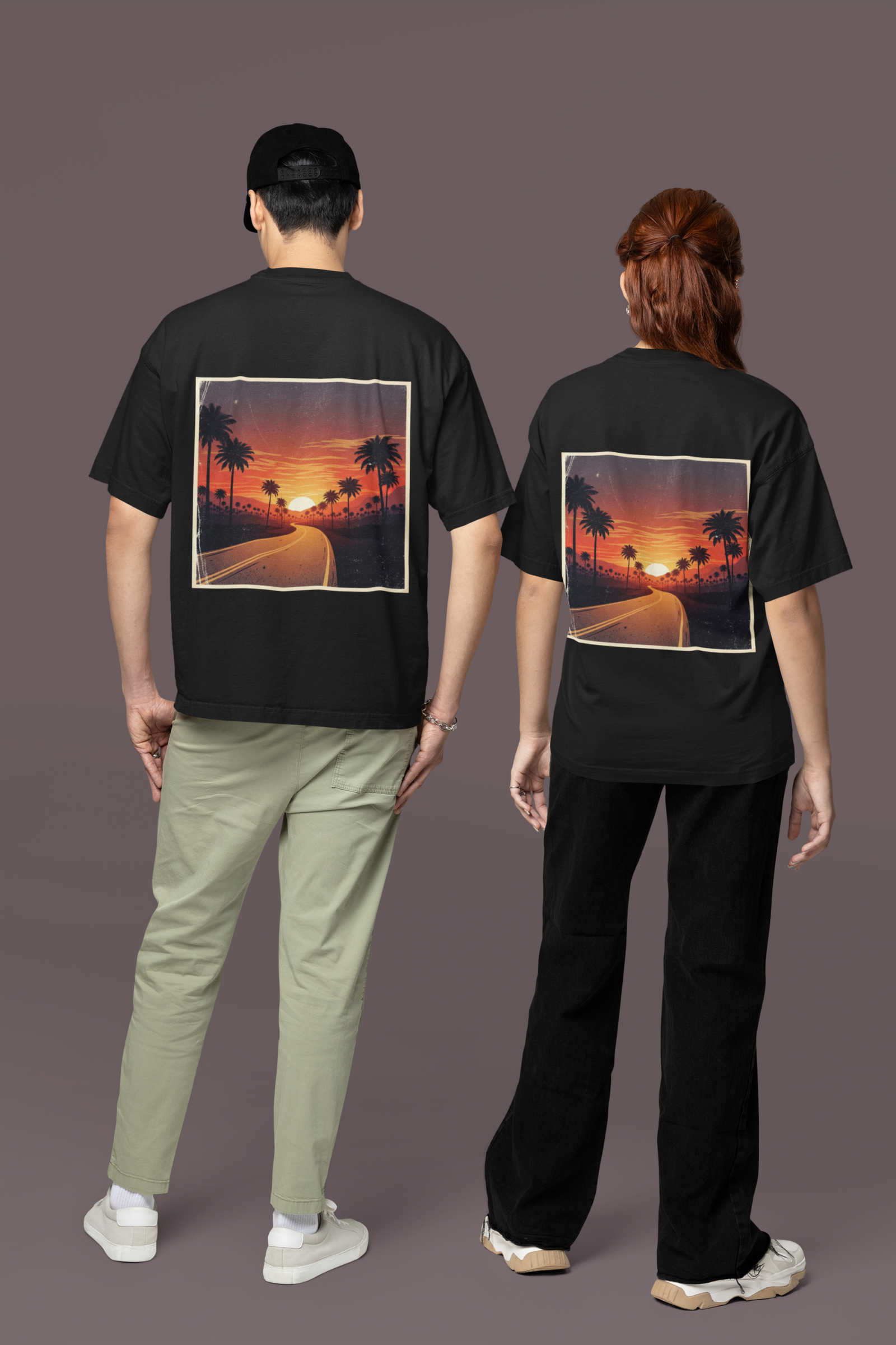 Oversized Sunset Beach Graphic Tee: Retro Summer Vibes - Image 4